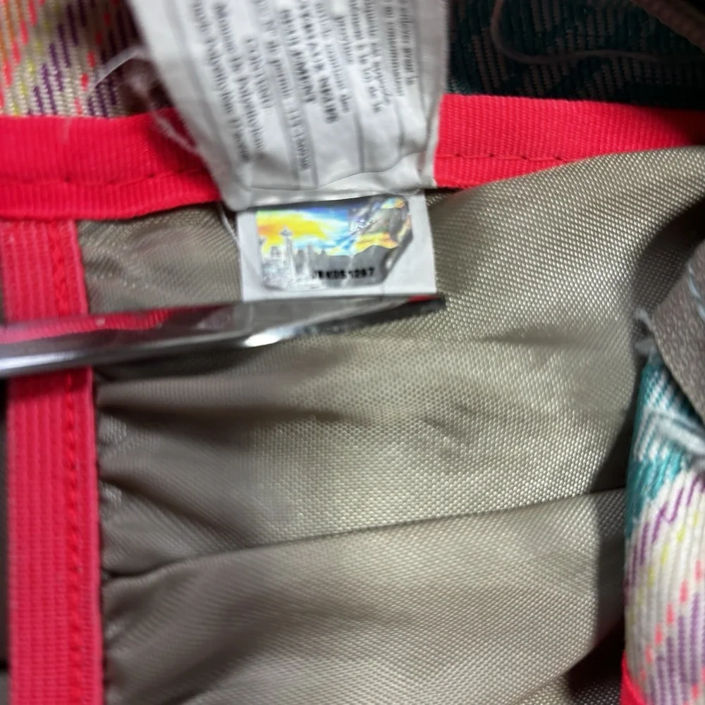 JanSport Right Pack World Backpack Teal/Pink/Coral Suede Bottom BOHO EUC
